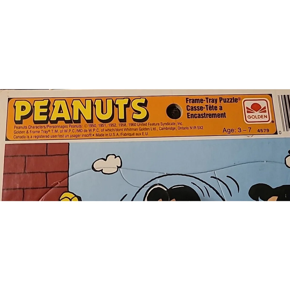 Vintage Peanuts Charlie Brown Lucy Snoopy Sally Golden Frame-Tray 12 pc Puzzle - Picture 3 of 8